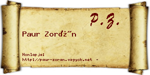 Paur Zorán névjegykártya